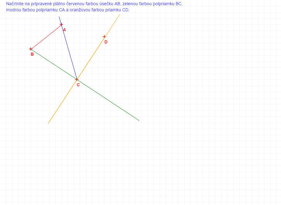 načrtnutá úsečka, priamka, polpriamka